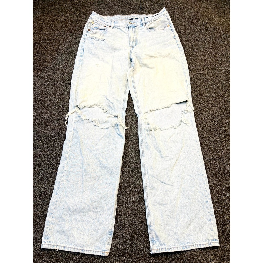 American Eagle Outfitters Stovepipe Jeans Women 32 Blue Denim Strigid Distressed